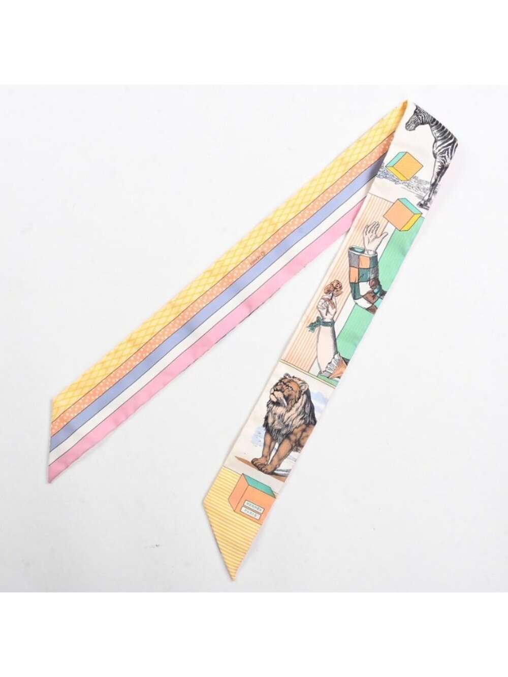 Hermes Scarf Twilly Scarves Cream - Picture 2 of 5